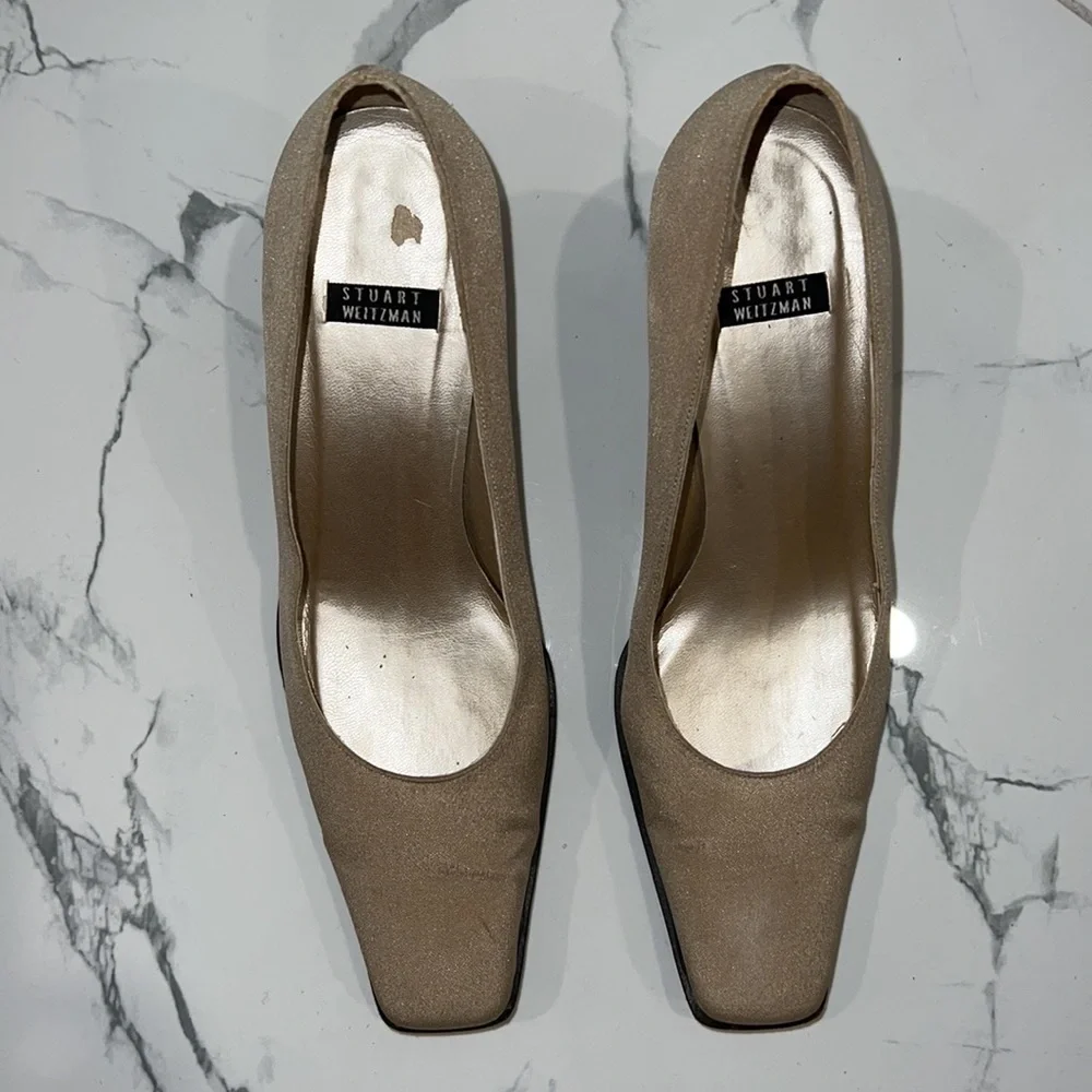 Stuart Weitzman Shimmery Champagne Heels size 6.5 - Picture 10 of 12